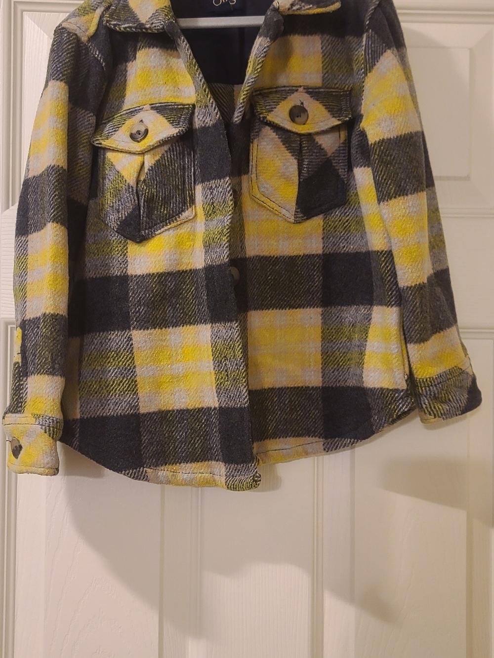 Kids Plaid Shacket Jacket - Yellow & Black